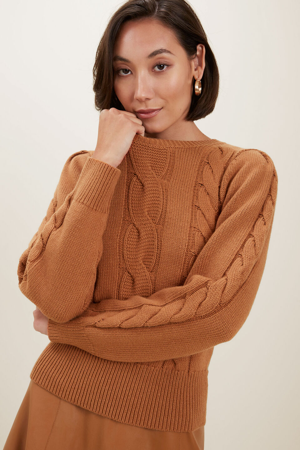 Cable Knit Sweater  Burnt Bronze