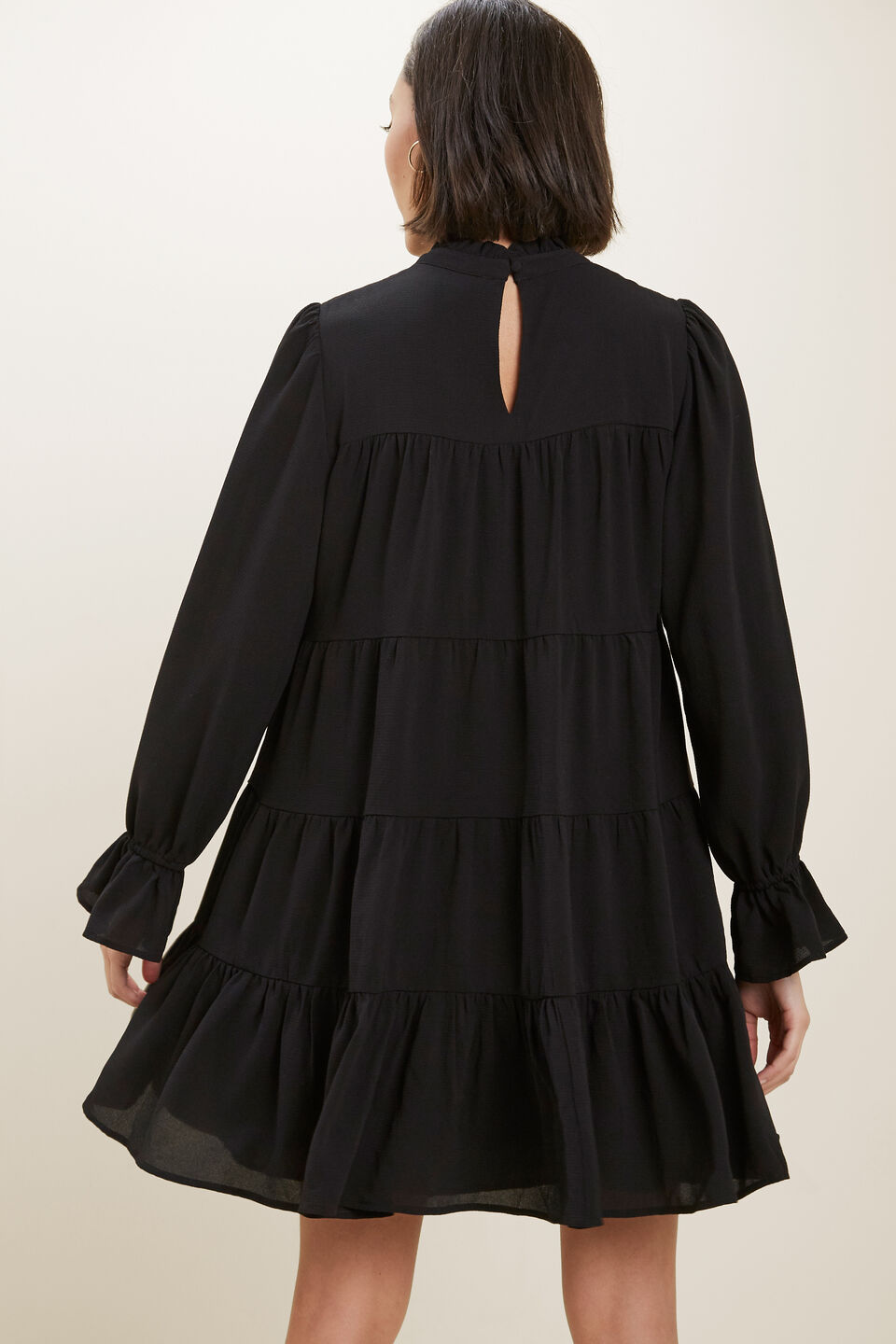 Textured Tiered Dress  Black