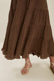 Textured Tiered Maxi Skirt  Russet Brown  hi-res