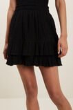 Textured Ruffle Mini Skirt  Black  hi-res
