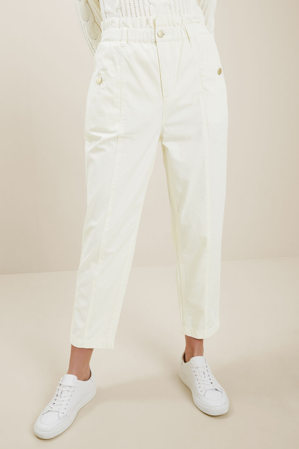 High Rise Paperbag Pant  French Vanilla