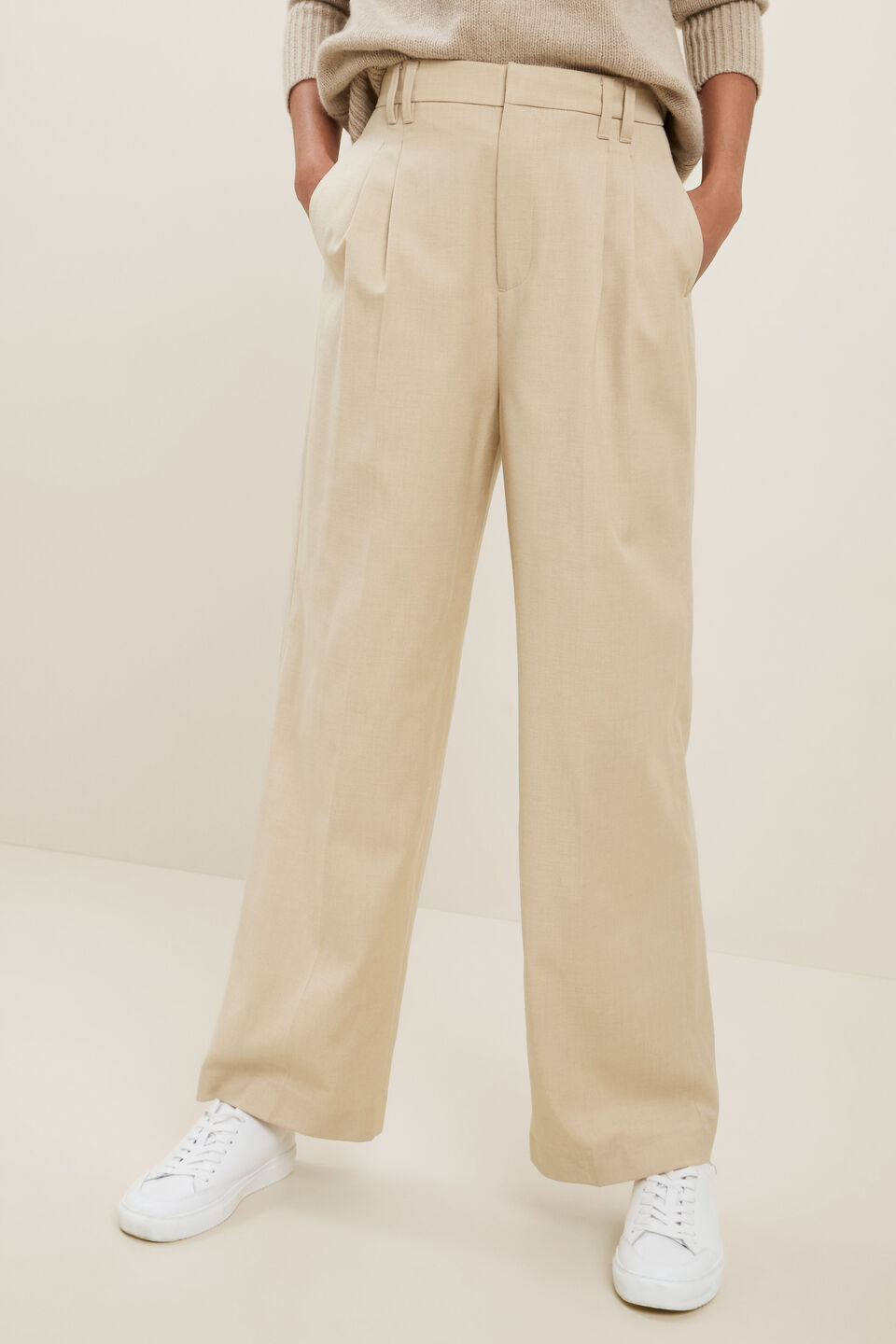 Twill Tailored Pant  Champagne Beige