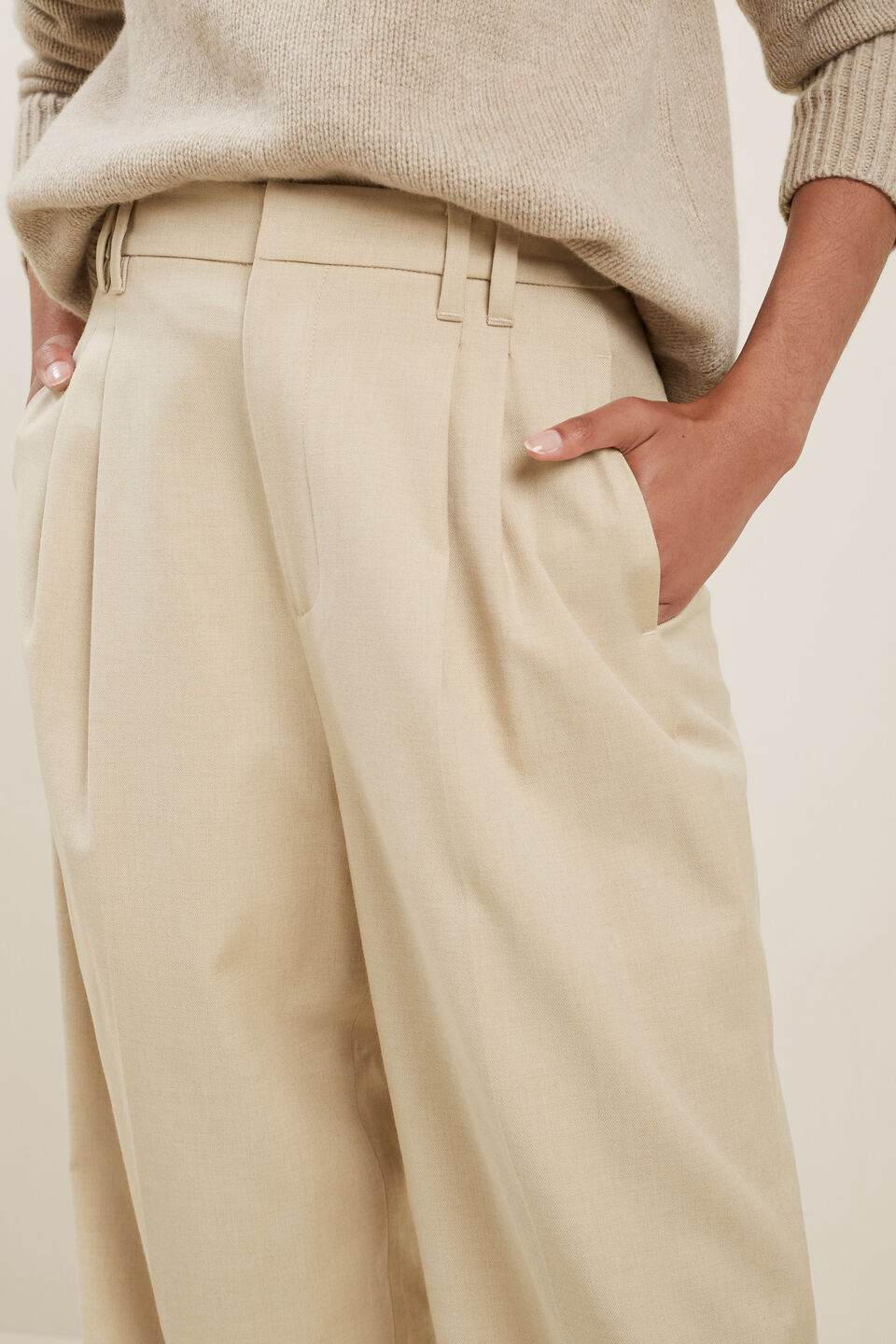 Twill Tailored Pant  Champagne Beige