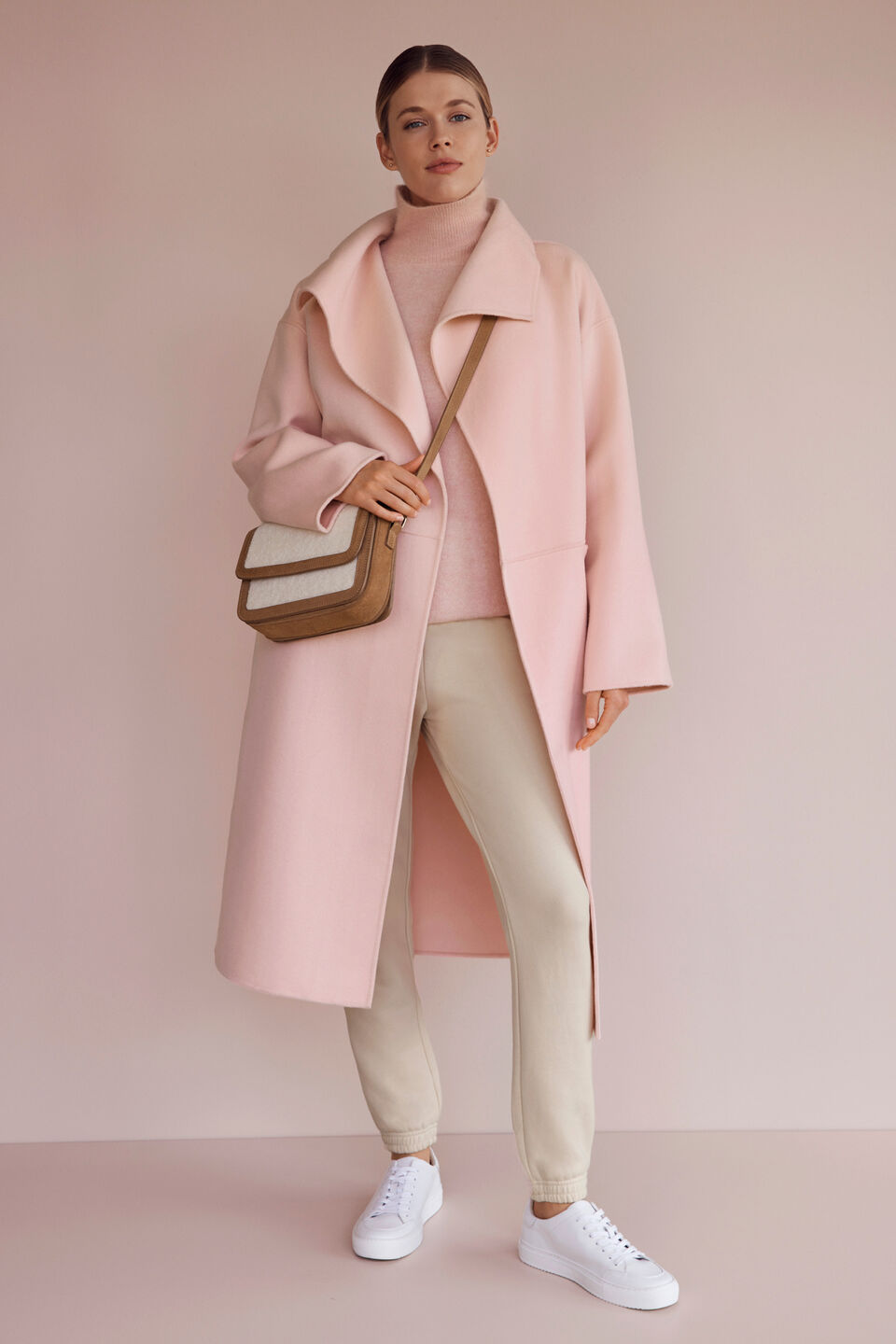 Side Split Coat  Ash Pink