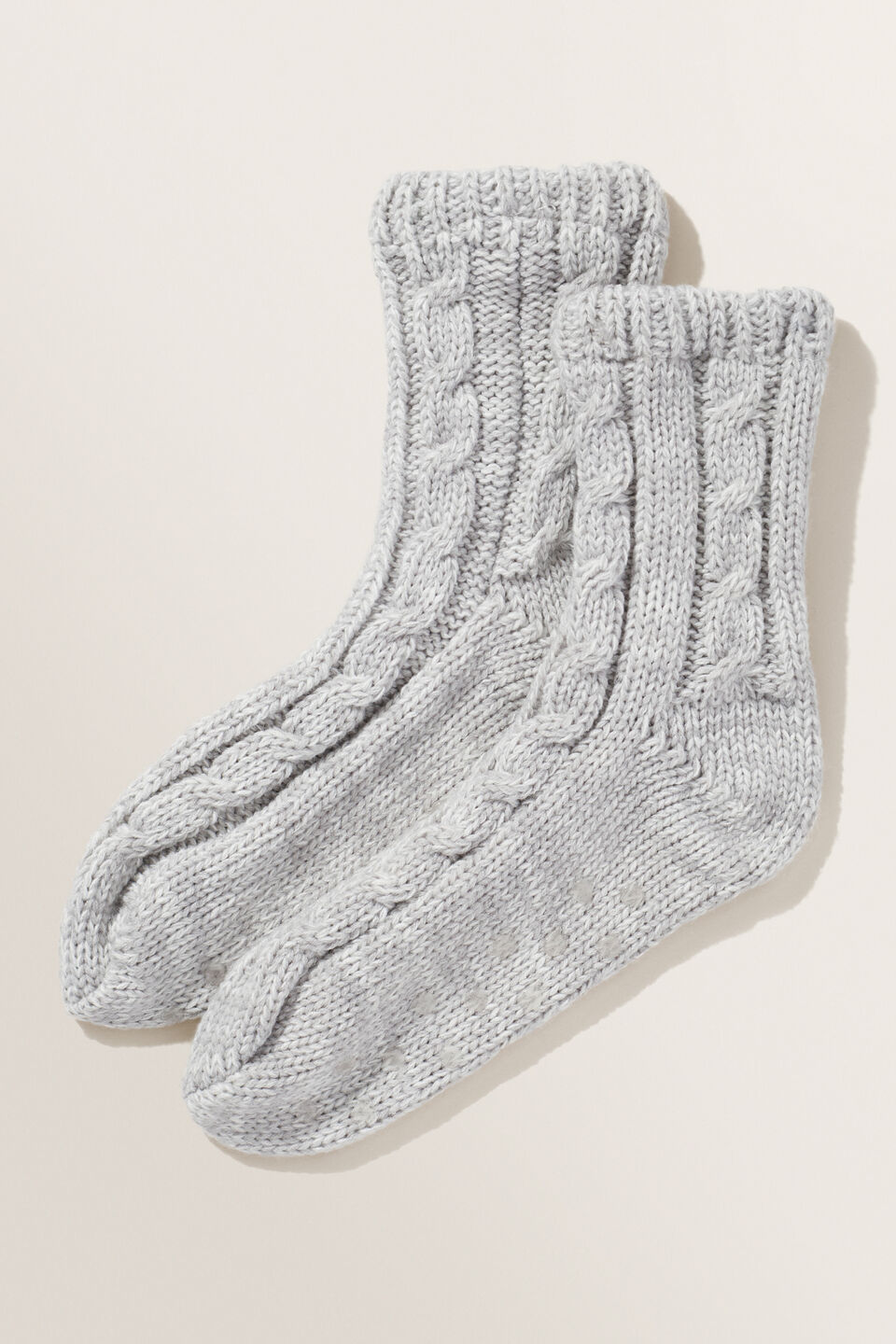 Cable Knit Bed Socks  Grey
