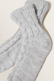 Cable Knit Bed Socks  Grey  hi-res