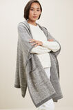 Hooded Knit Poncho  Grey Marle  hi-res