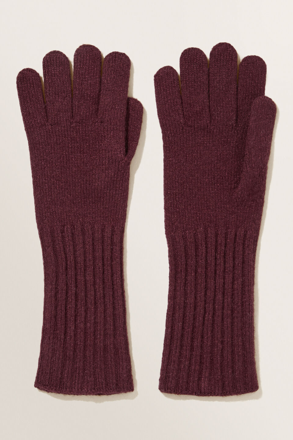 Rib Knit Gloves  Plum