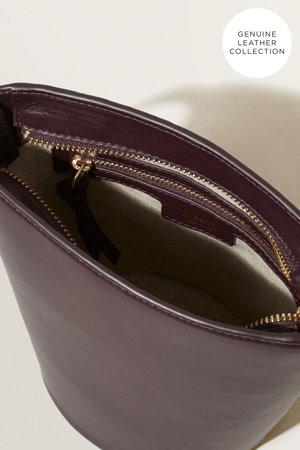 Mini Leather Bucket Bag  Plum