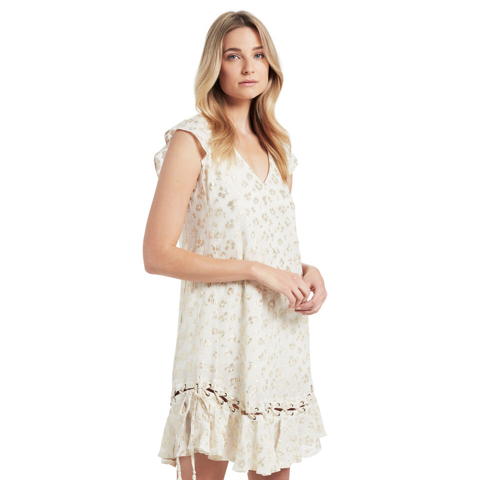 Ocelot Eyelet Tie Dress  