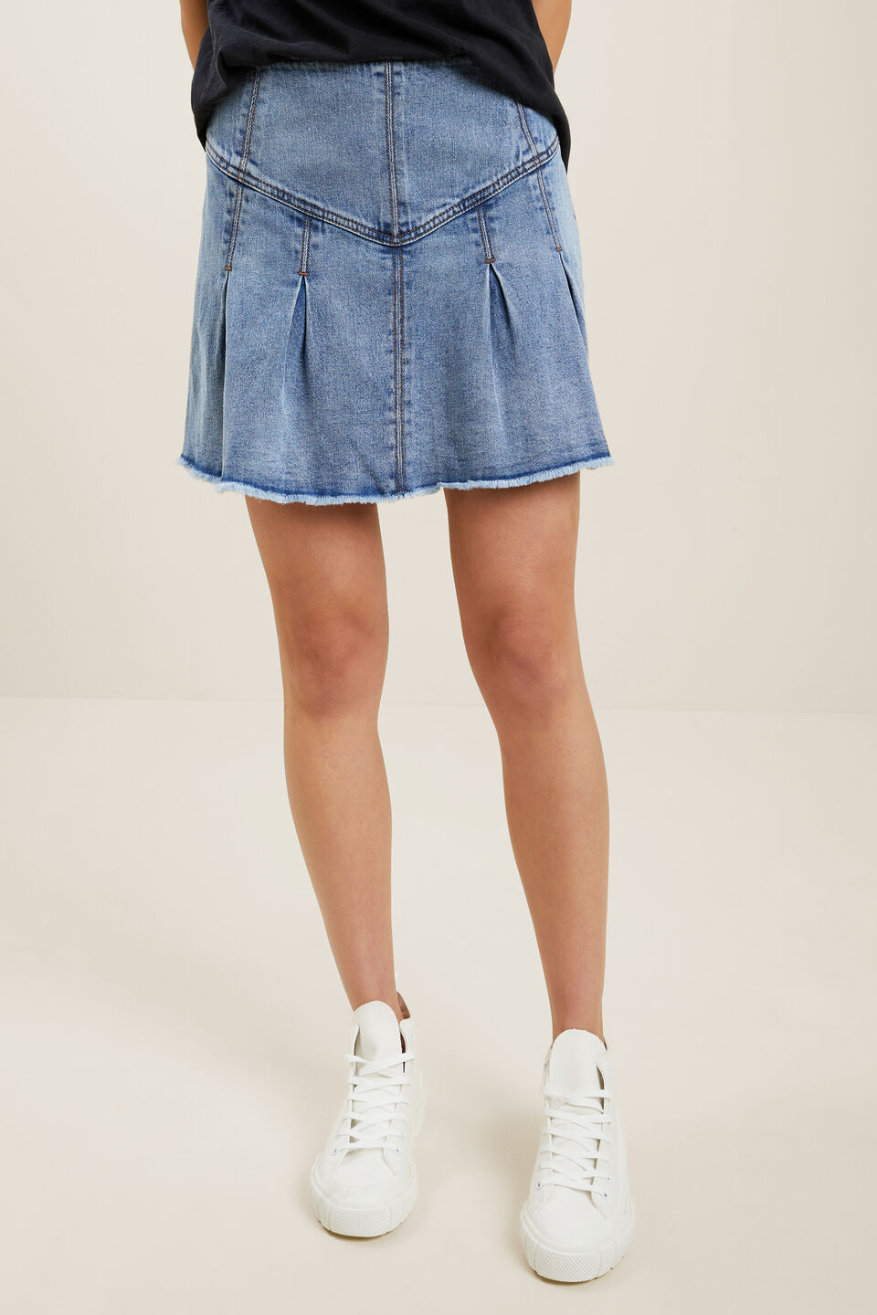 Frill Denim Skirt  Bright Blue Wash