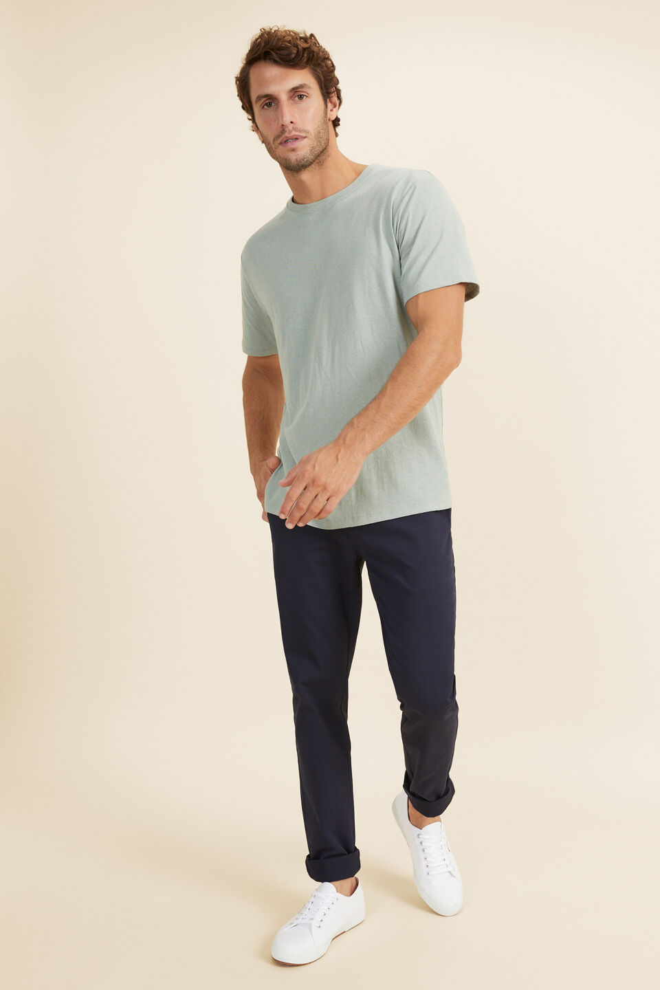 Mens Linen Tee  Iceberg Green