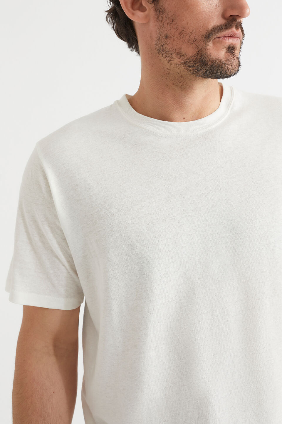 Mens Linen Tee  Vintage White