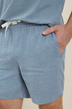 Mens Linen Short  Steel Blue  hi-res