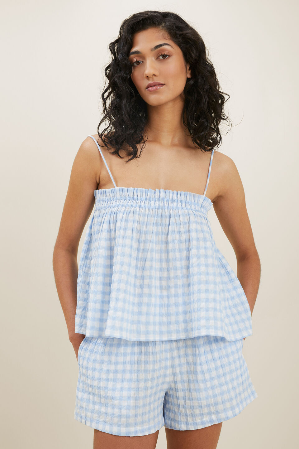Gingham Camisole  Clear Sky Gingham