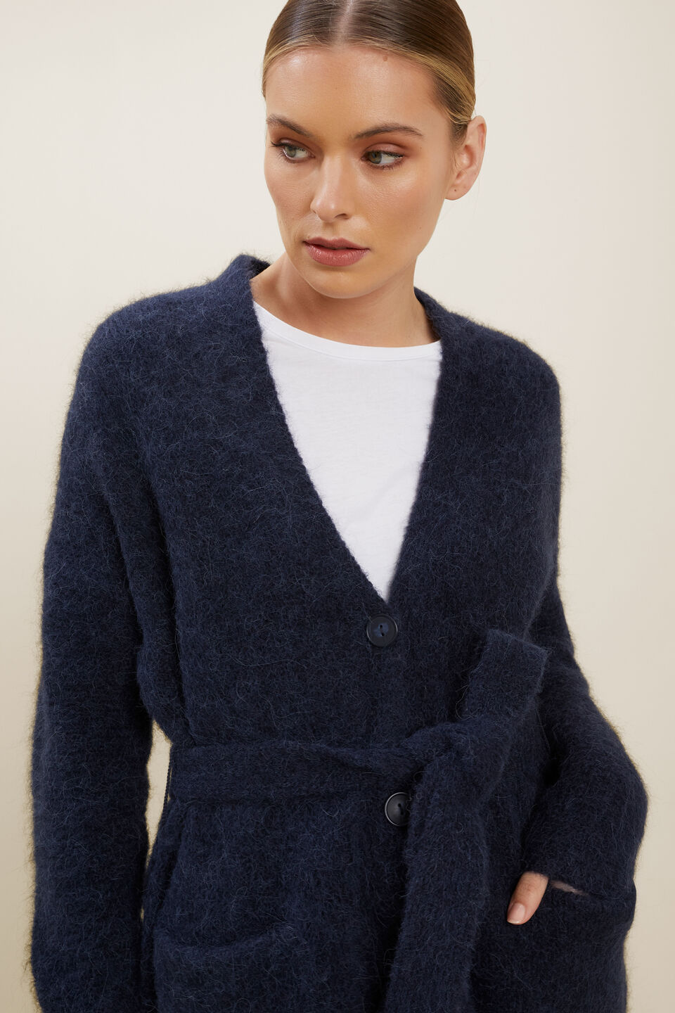 Relaxed Tie Cardigan  Deep Navy