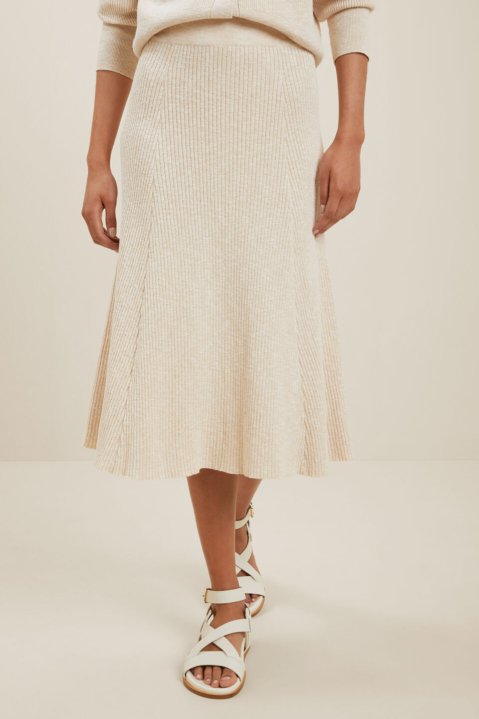 Knitted Midi Skirt  Cloud Cream Marle