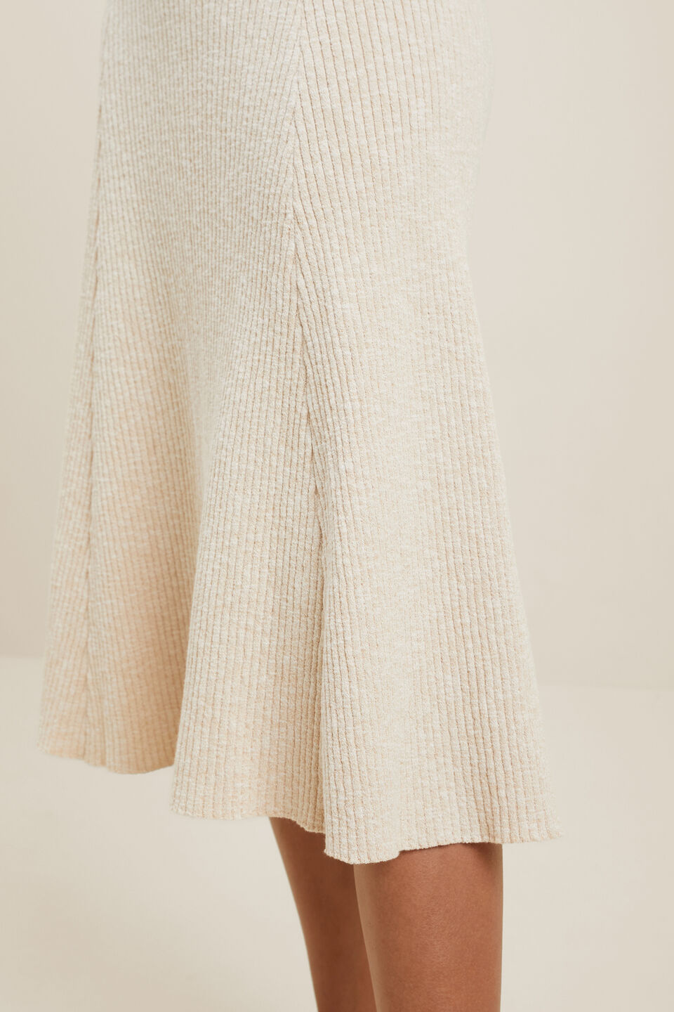 Knitted Midi Skirt  Cloud Cream Marle