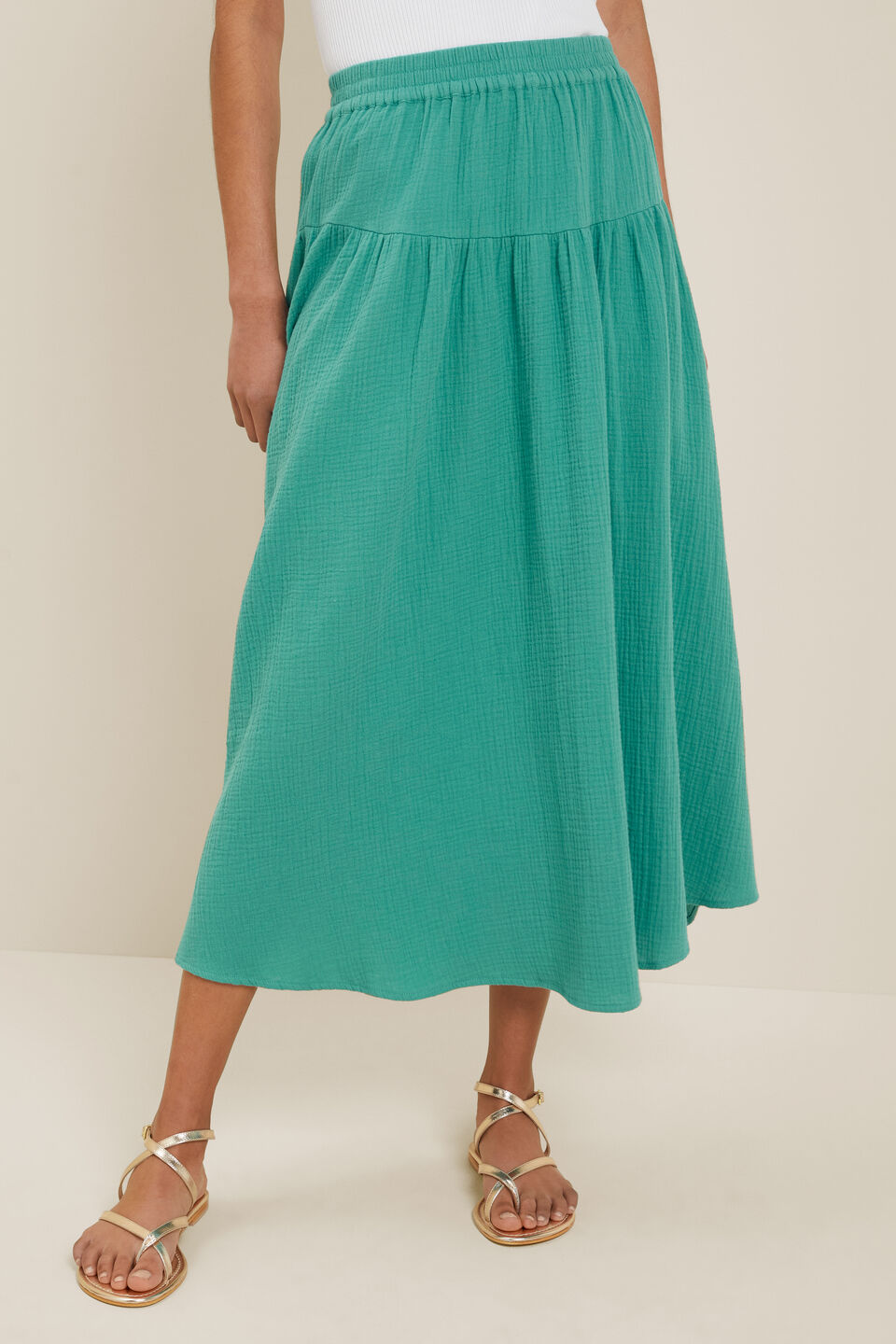 Cheesecloth Midi Skirt  Deep Aqua