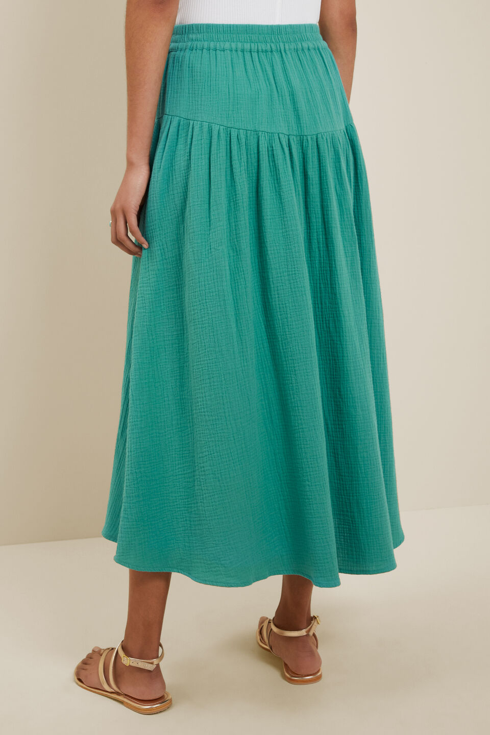 Cheesecloth Midi Skirt  Deep Aqua