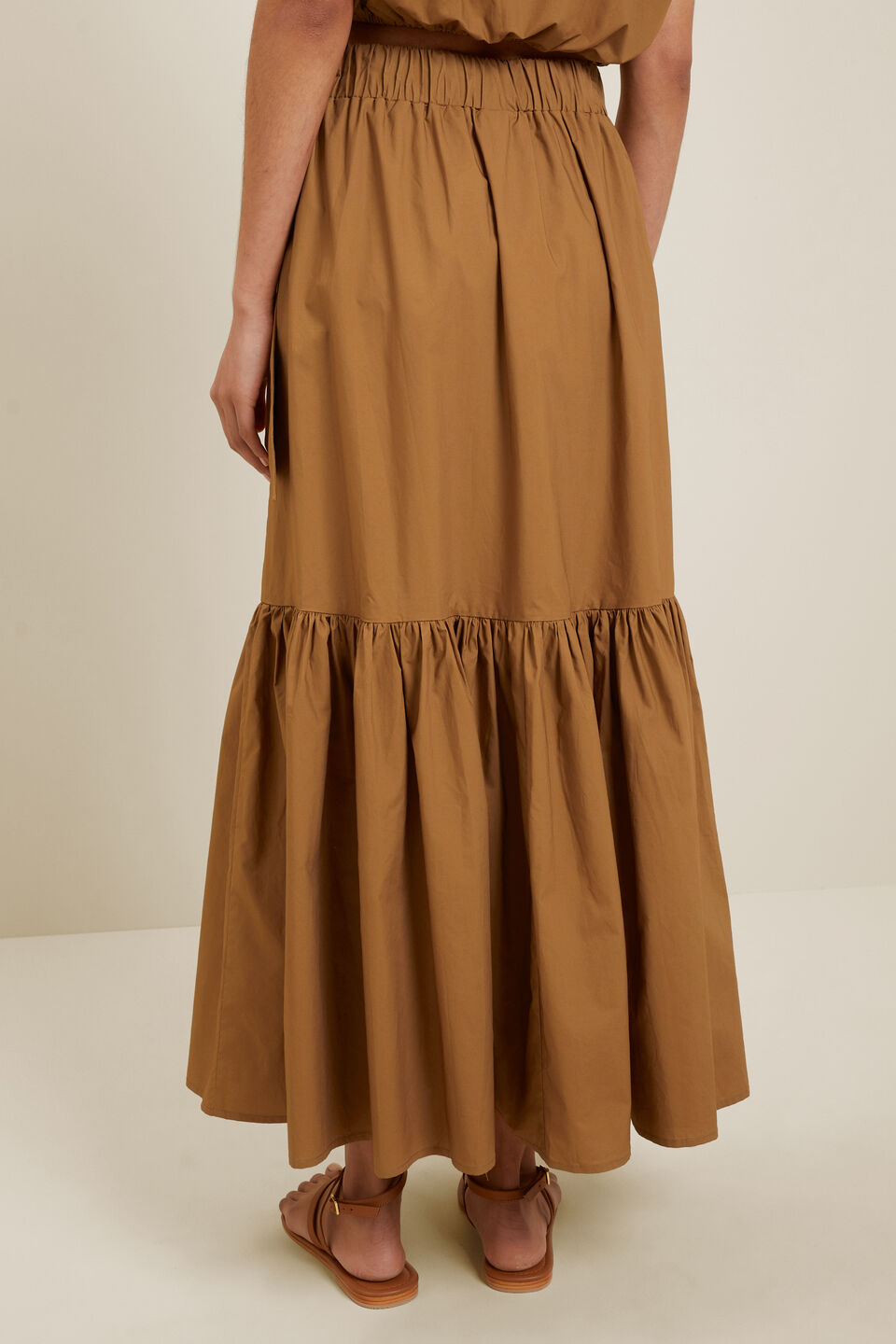 Poplin Wrap Maxi Skirt  Sienna Brown