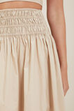 Poplin Shirred Midi Skirt  Sandstone Beige  hi-res