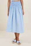 Poplin Shirred Midi Skirt  Clear Sky  hi-res