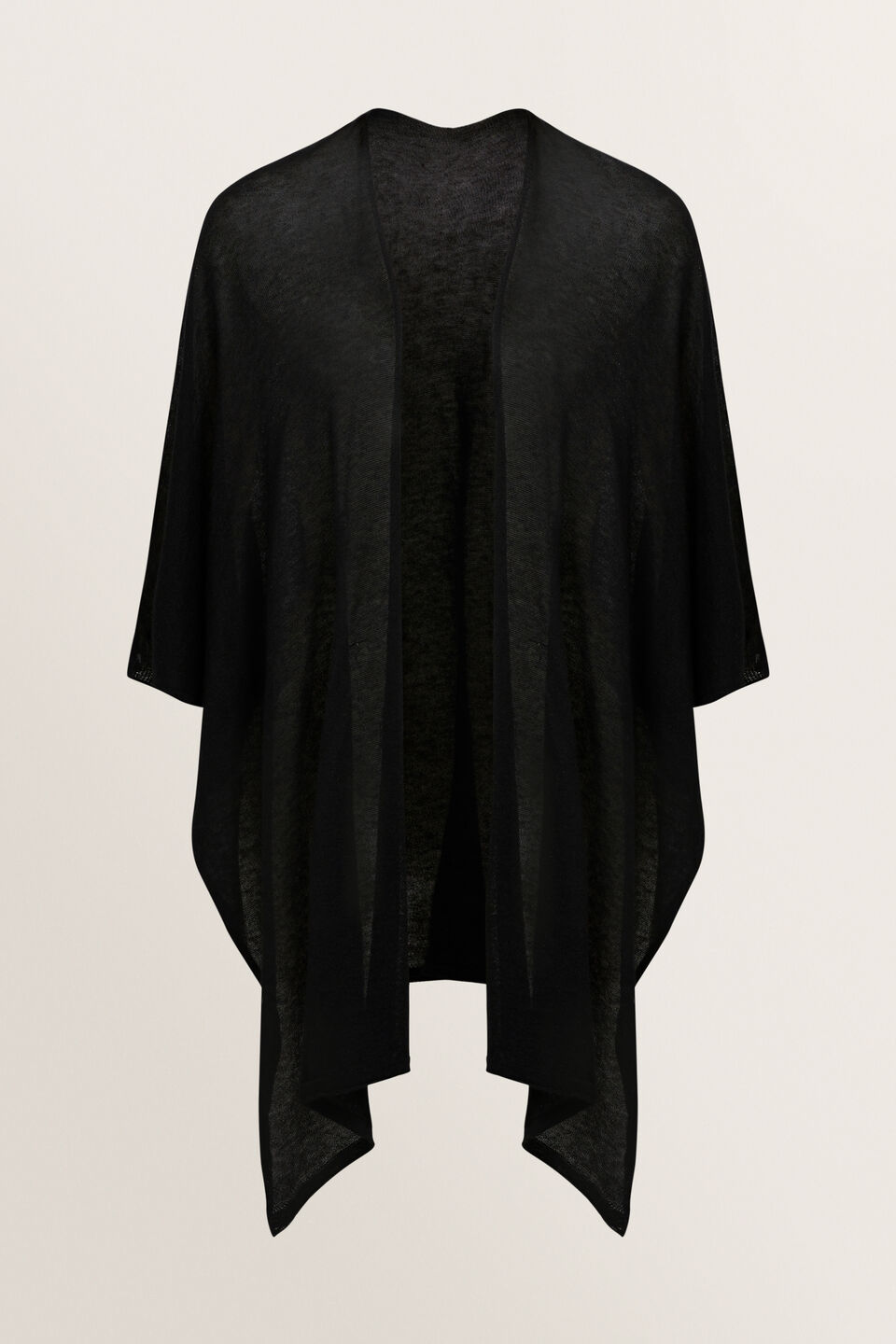 Light Knit Poncho  Black