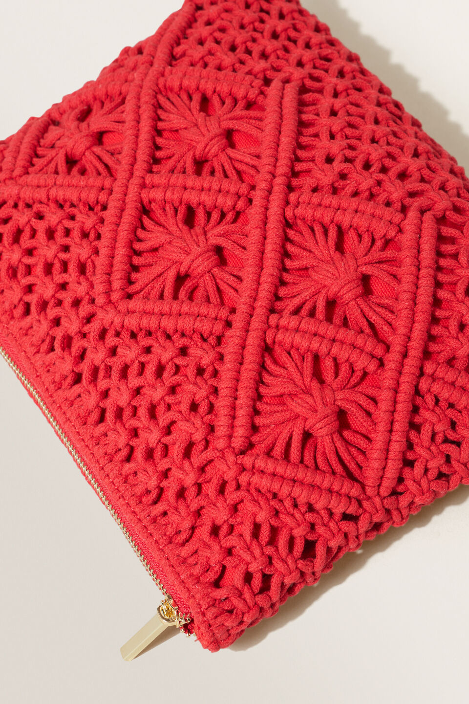 Macrame Knot Pouch  Chilli Red