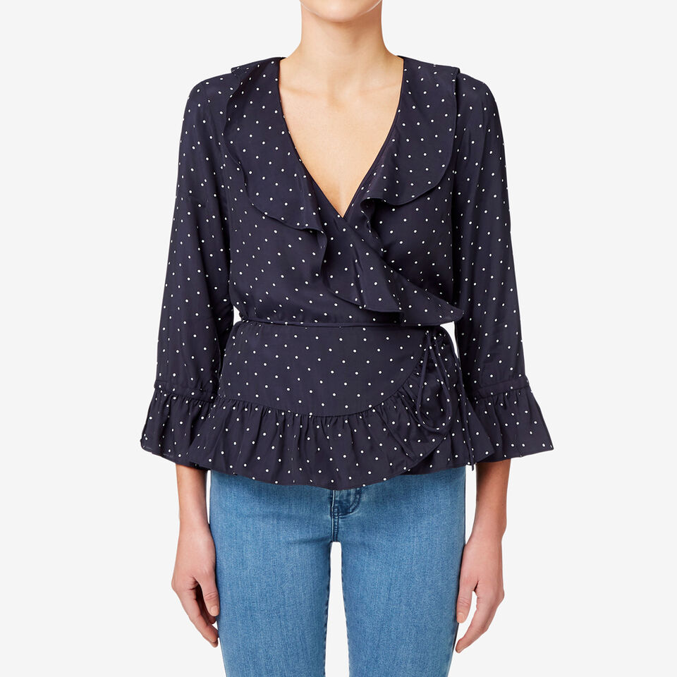 Wrap Frill Spot Top  