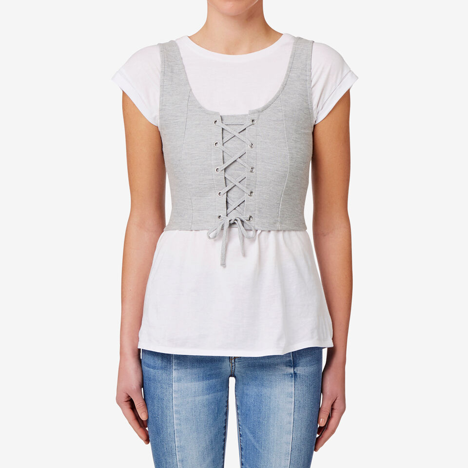 Textured Lace Up Top  
