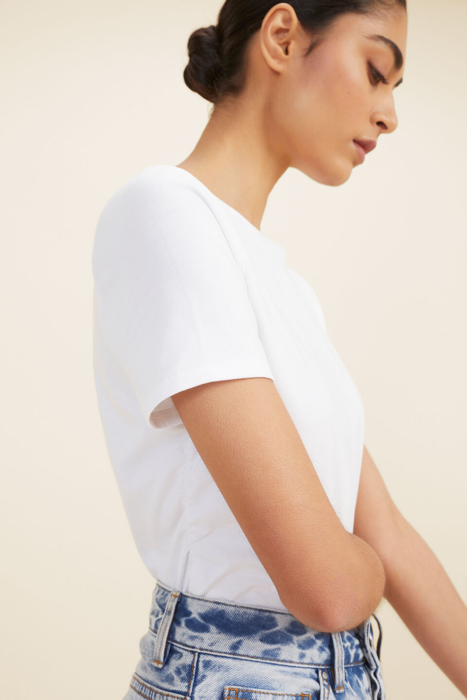 Gathered Detail Tee  Whisper White