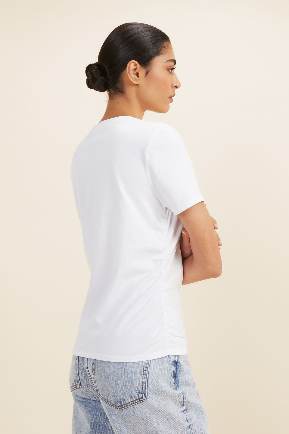 Gathered Detail Tee  Whisper White