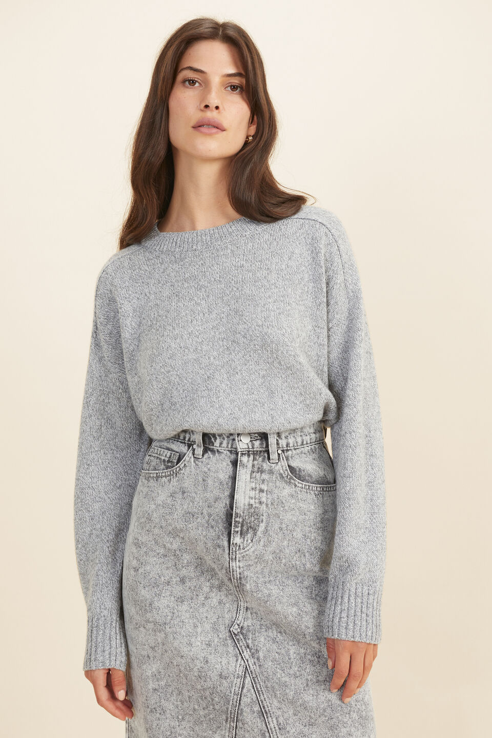 Twist Yarn Relaxed Sweater  Mid Grey Twist