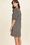 Stripe Puff Sleeve Mini Dress  Black Oat Stripe  hi-res