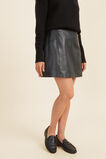 Leather A Line Mini Skirt  Black  hi-res