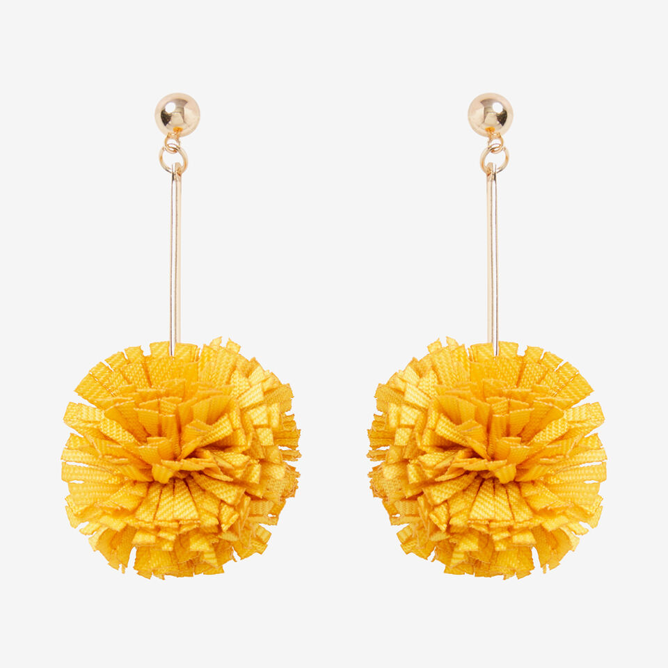 Ruffle Pom Pom Earrings  