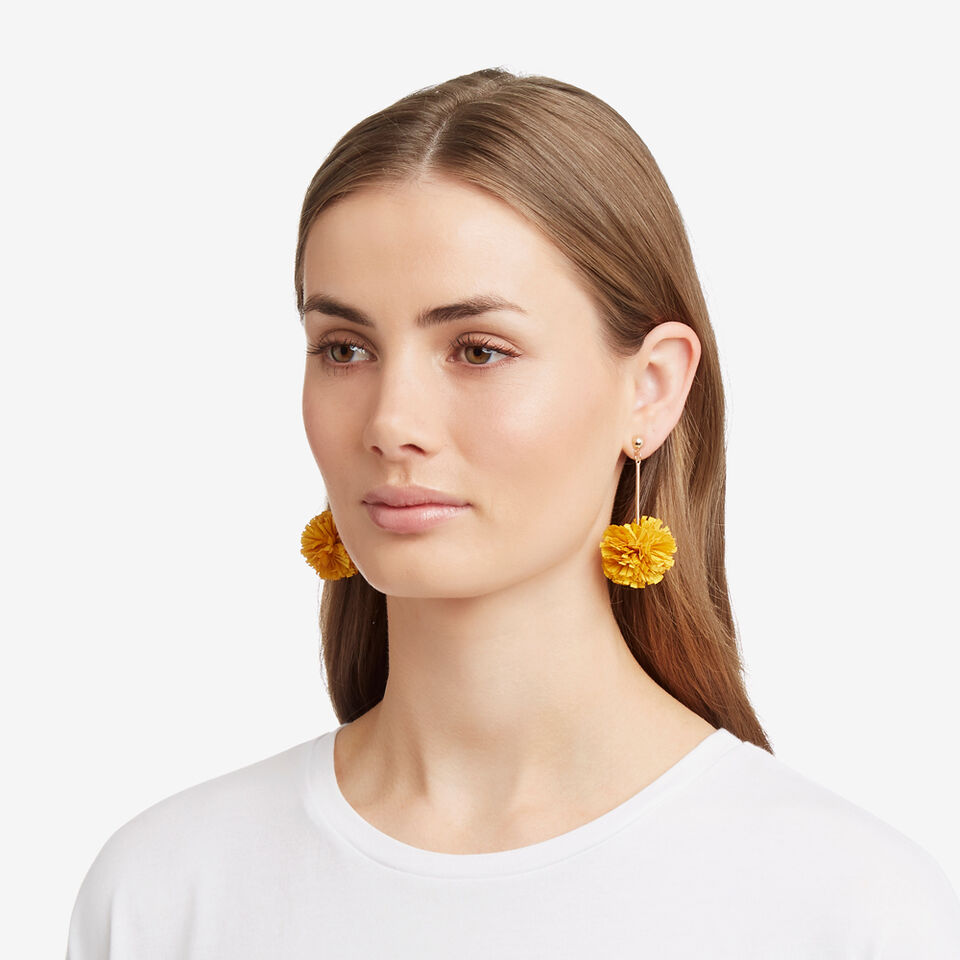 Ruffle Pom Pom Earrings  