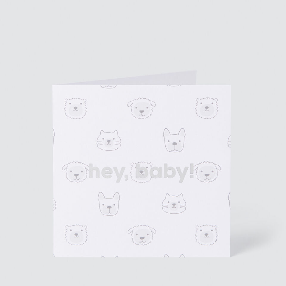 Large Hey Baby Animal Card  