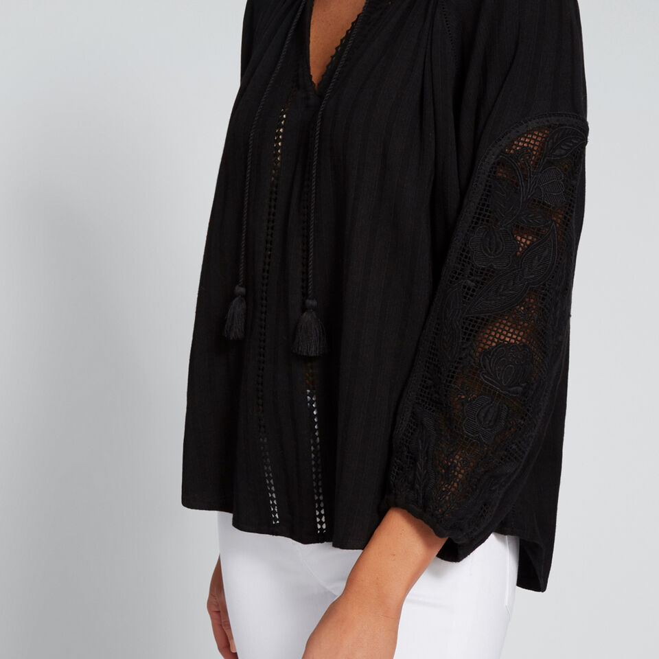 Embroidered 3/4 Sleeve Blouse  