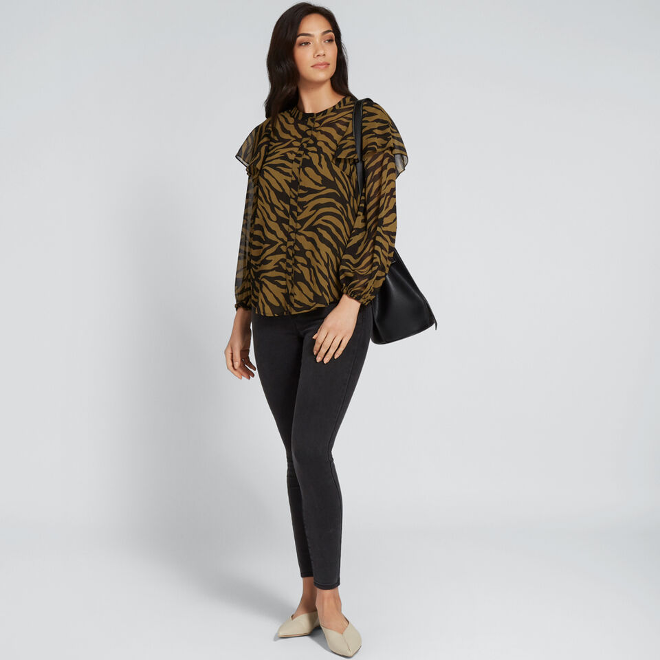 Zebra Blouson Sleeve Shirt  