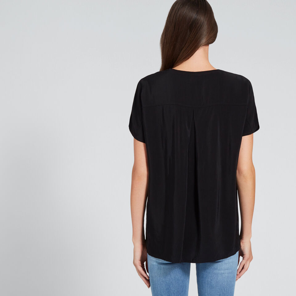 V-Neck Pleat Back Tee  