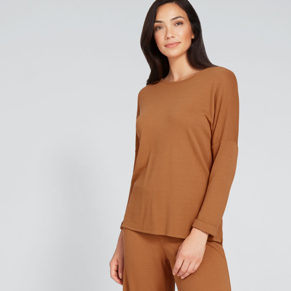 Rolled Cuff Textured Top  