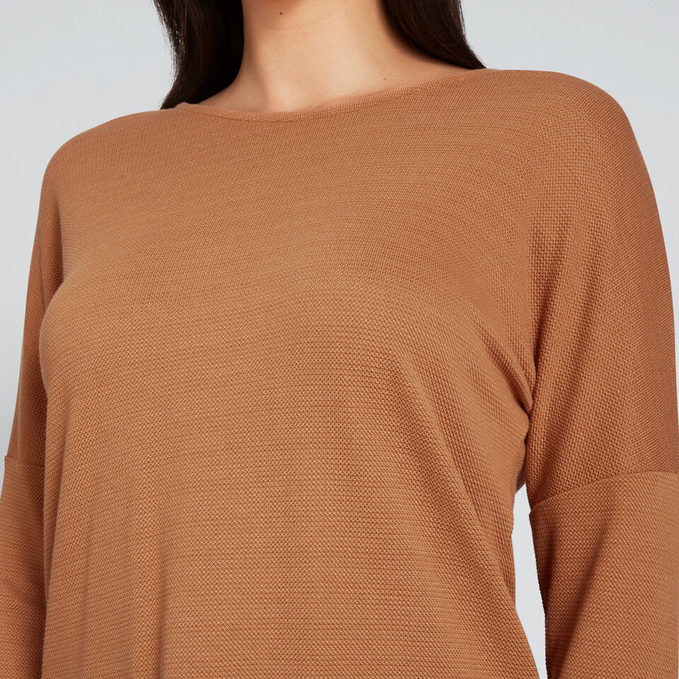 Rolled Cuff Textured Top  