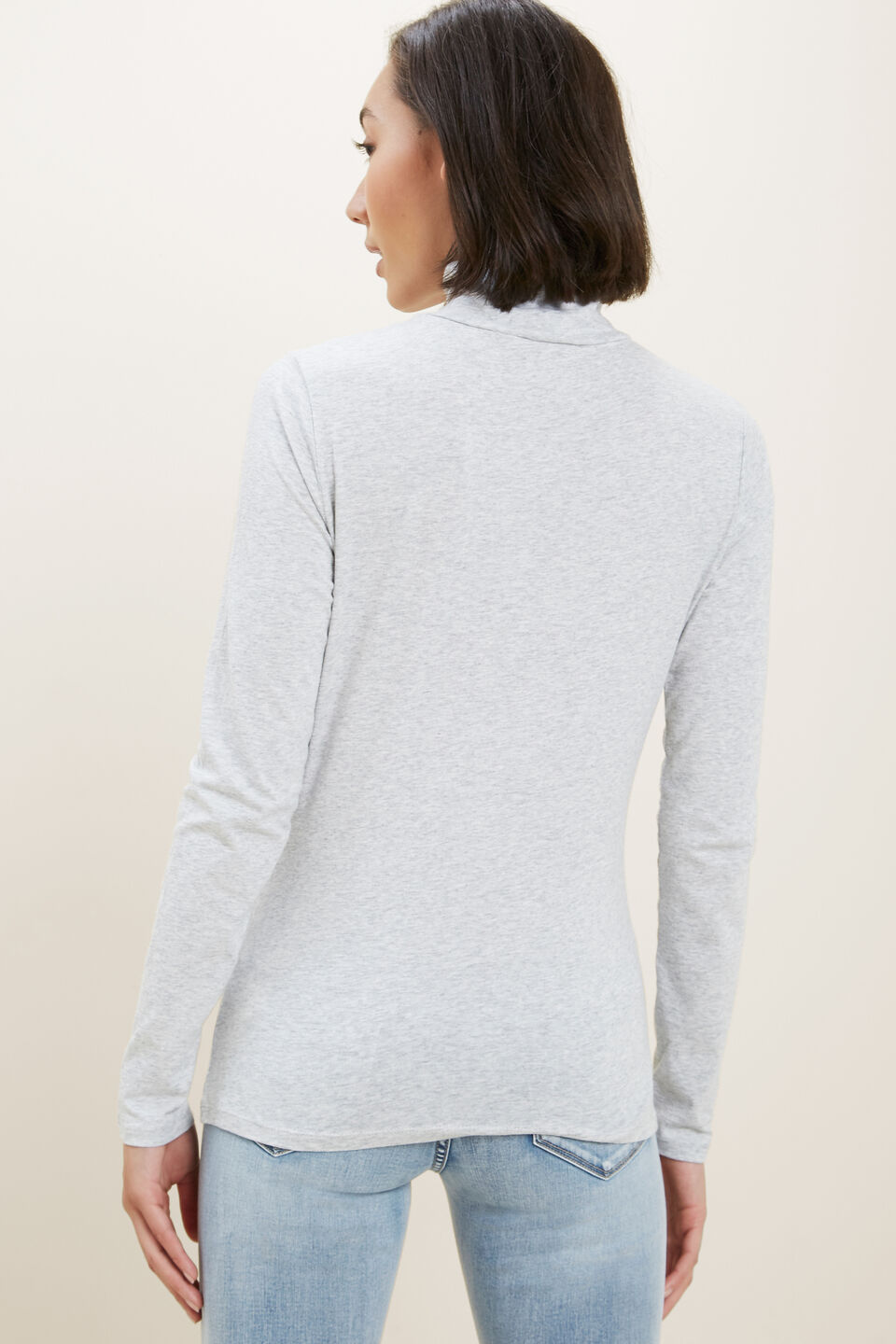 Classic Roll Neck Top  Light Ash Marle