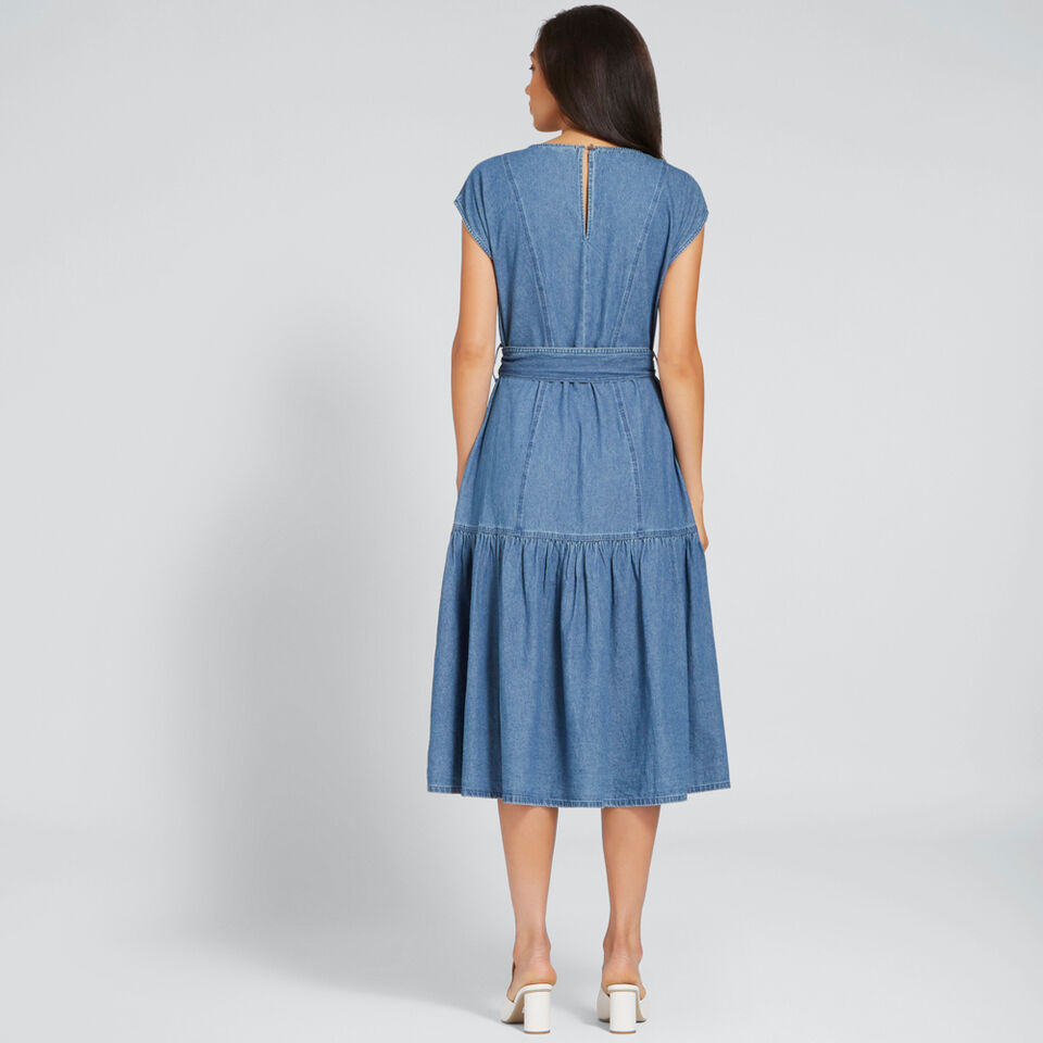 Tie-Up Chambray Dress  
