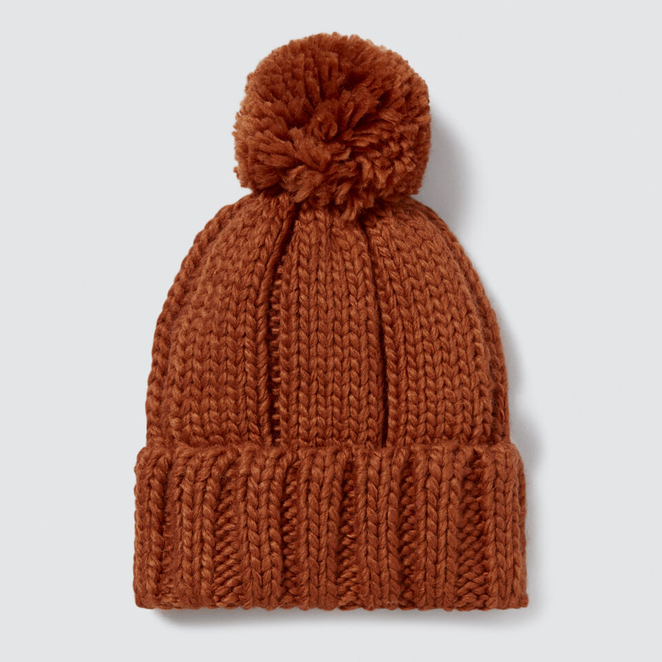 Rib Knit Pom Pom Beanie  