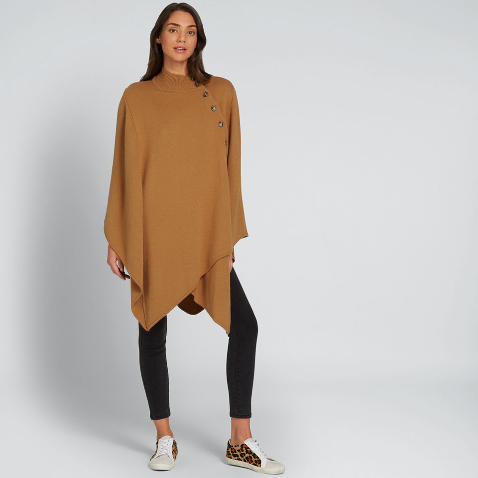 Button Detail Poncho  