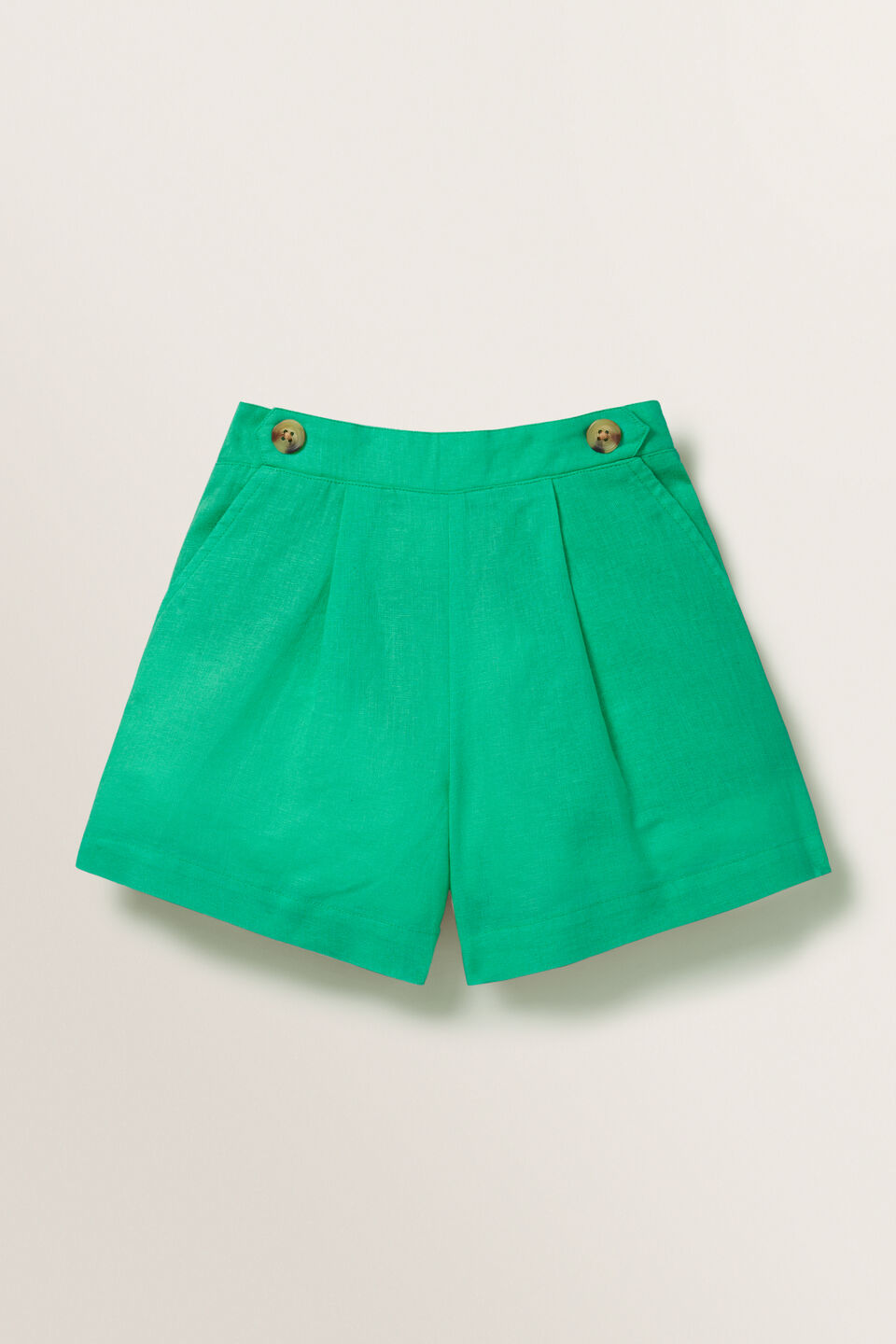 Linen Button Shorts  