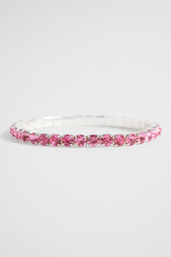 Diamante Stretch Bracelet  Pink  hi-res